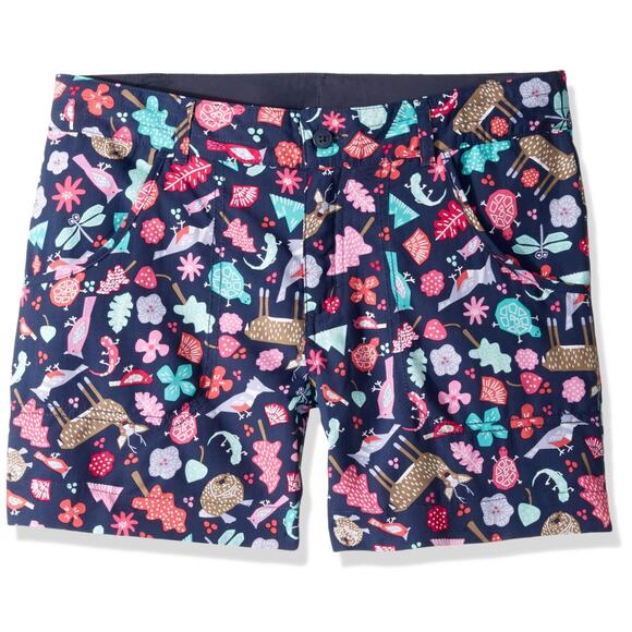 Columbia Girls Hiking Shorts L (14/16) Critter Turtle Deer Beaver Bird Lizard - Picture 1 of 5